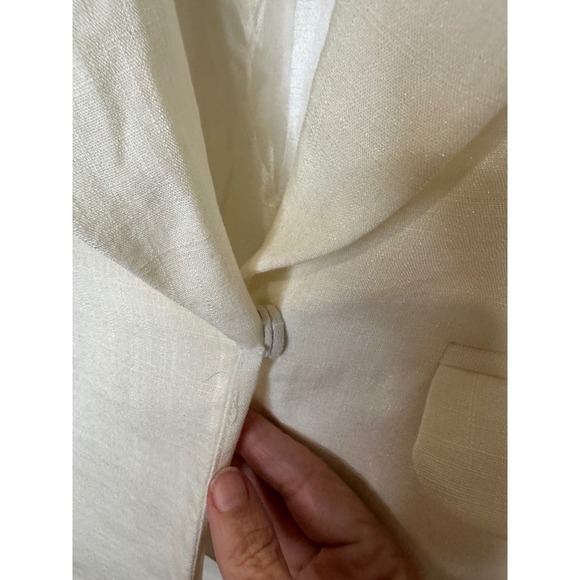 ark & co Cream Linen Blend Shawl Collar Single Button Blazer Jacket Size M - Picture 3 of 10